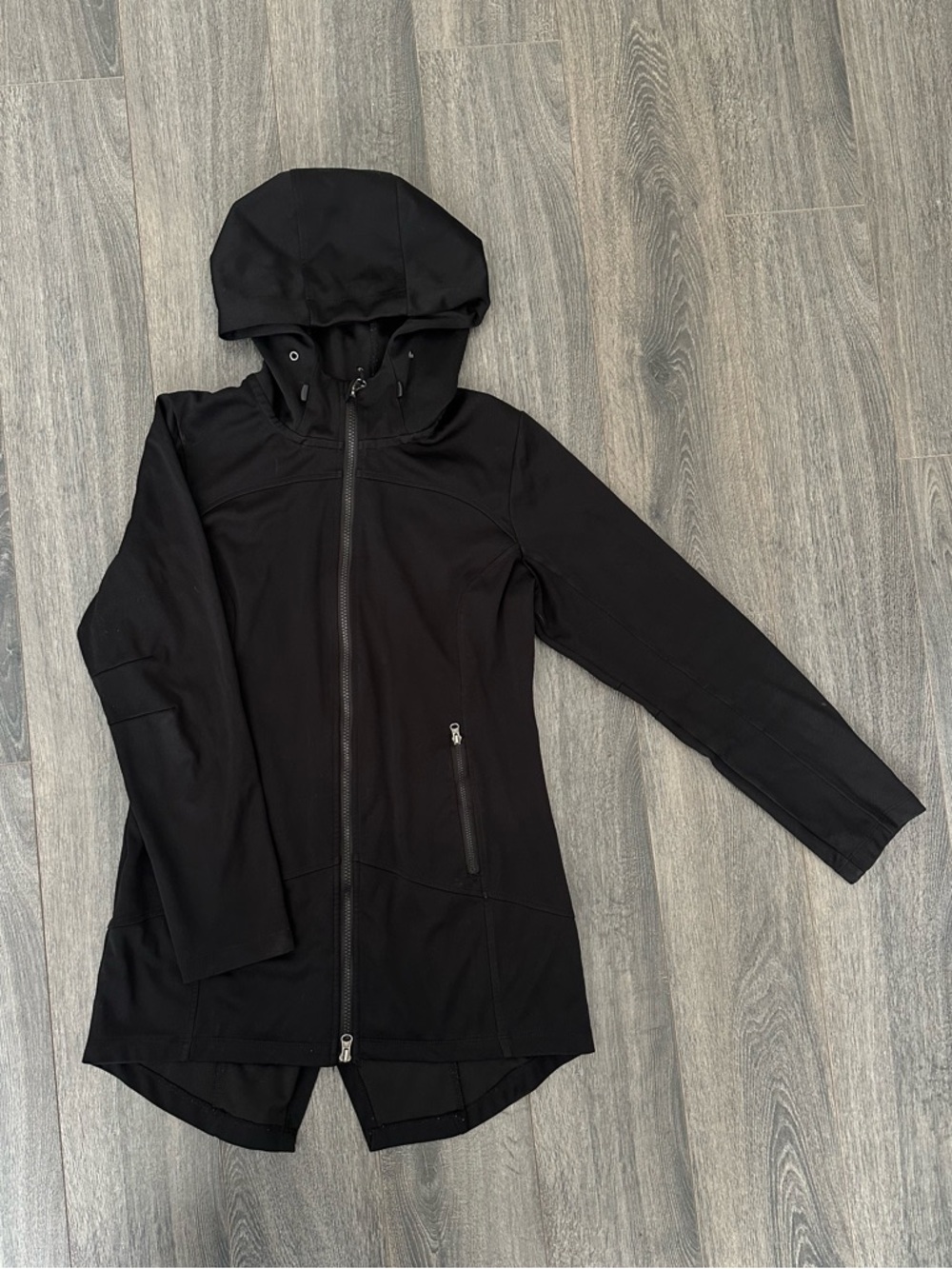 Mondetta Black Hooded Softshell Parka Silhouette Lightweight Activewear Jacket - Picture 2 of 8